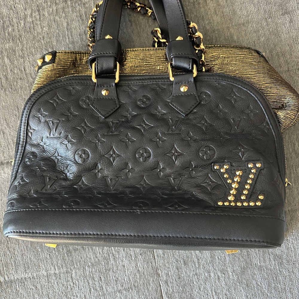 Louis Vuitton Black and Gold Satchel